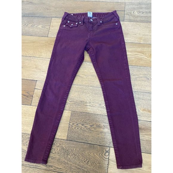 True Religion Serena Maroon Glitter Skinny Jeans - Picture 9 of 12